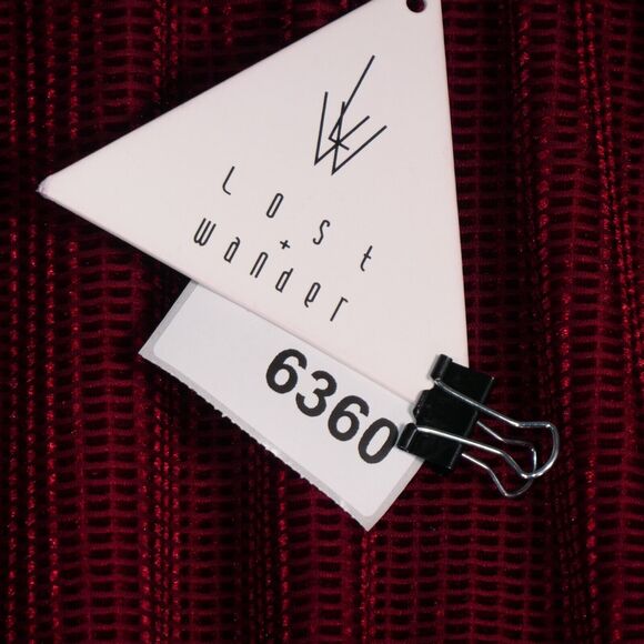 NEW Lost Wander Sweater Women XL Red Stretch Velvet Velour Textured Mock Top - Picture 6 of 9